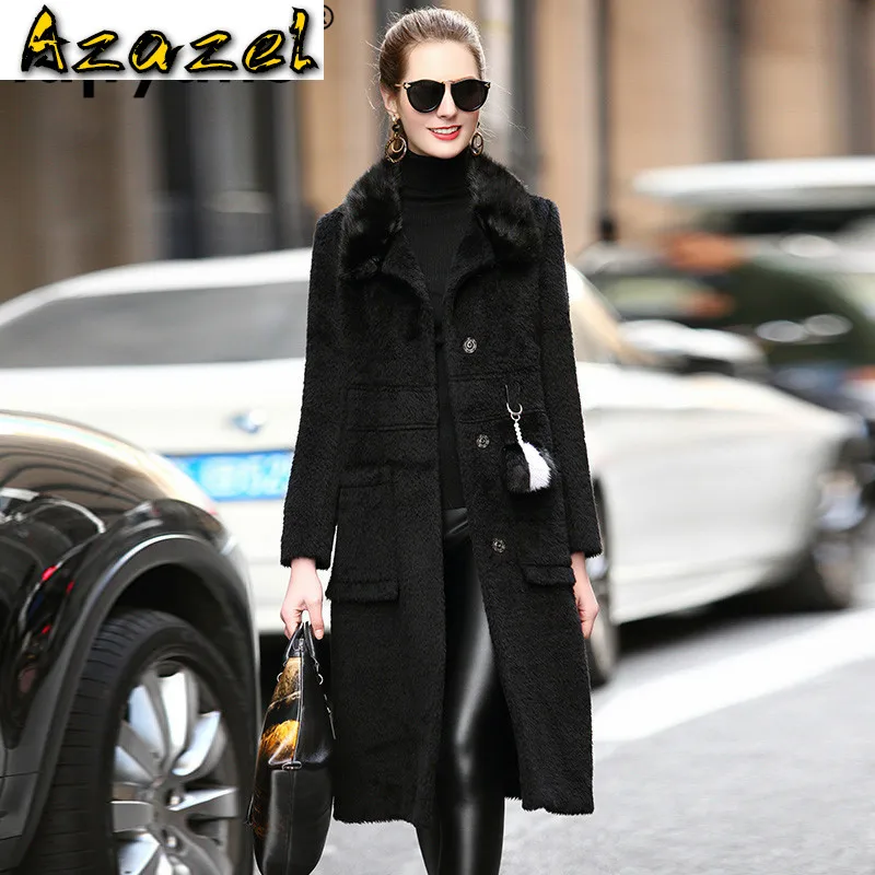 

Real Fur Coat Mink Fur Collar 52% Cashmere 33% Wool Jacket Autumn Winter Coat Women Clothes 2020 Korean Vintage Tops ZT4019