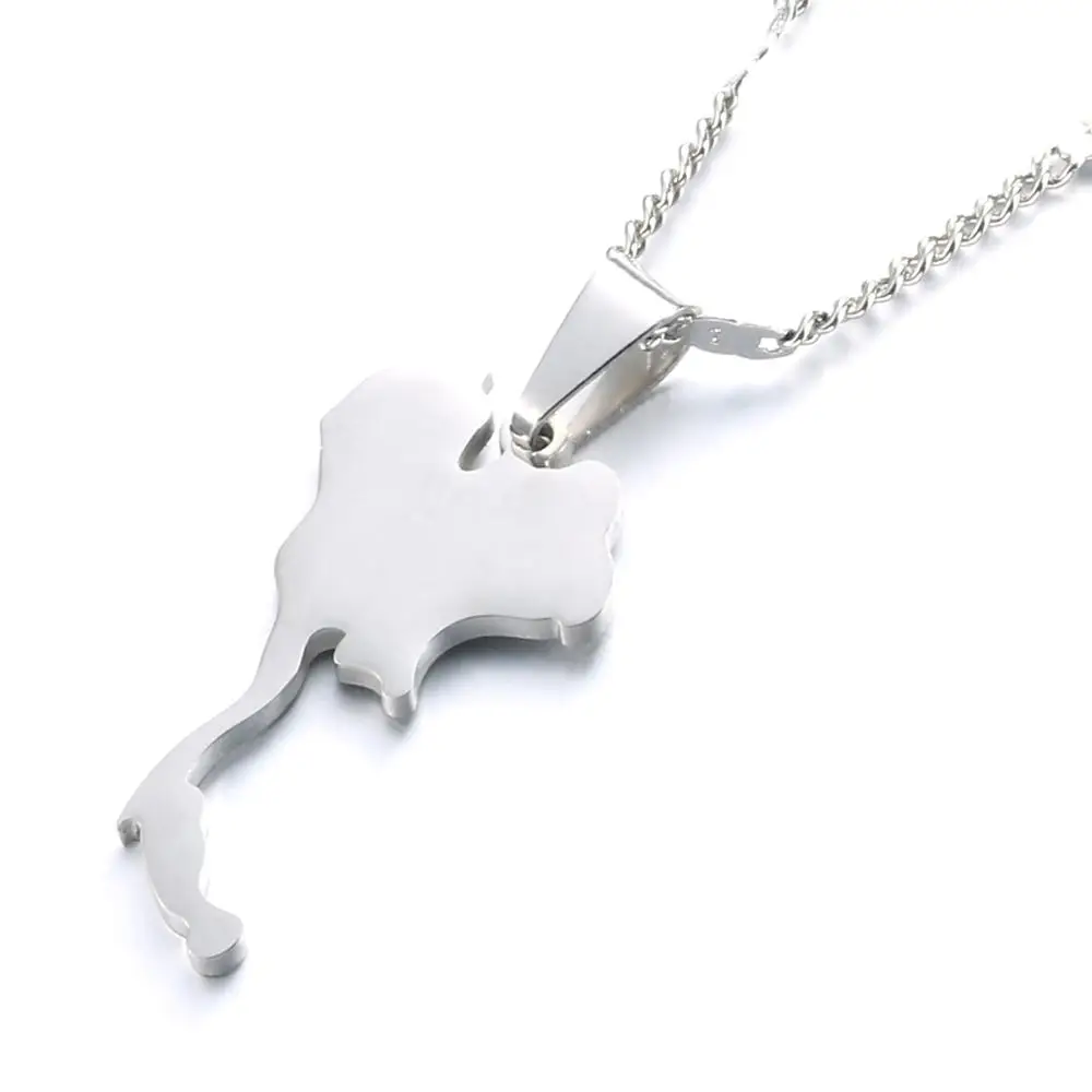 Stainless Steel the Kingdom of Thailand Map Pendant Necklaces Fashion Thailand Map Charm Jewelry 5