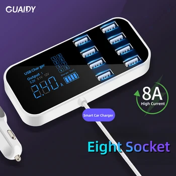 

LED Display Car Charger Adapter 8A USB Quick Charging Mobile Phone Cigarette Lighter For iPhone Xiaomi Samsung S9 Compatible