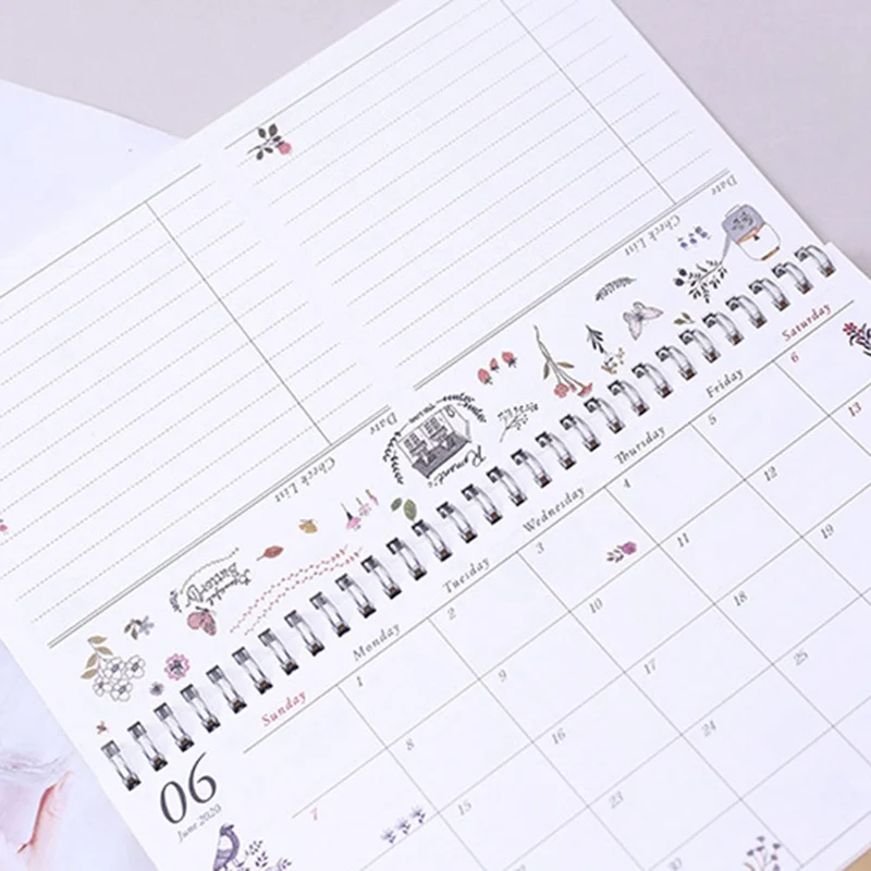 Mini Table Stand Calendar Creative Simple Desk Coil Notepad Kraft Paper Calendar Daily Schedule Yearly Agenda Organizer