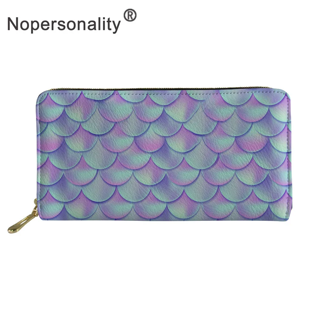 Nopersonality блестящий длинный кошелек с принтом русалки, Большой Вместительный клатч, сумка для телефона для женщин, кожзам, Дамский держатель для карт, кошельки - Цвет: L4853Z21