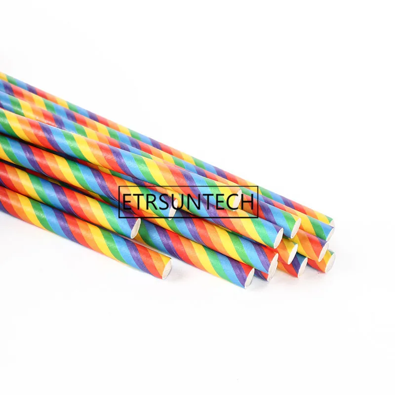 10000pcs Disposable Drinking Straws Rainbow Stripe Drinking Paper Straw For Wedding Children Birthday Party Supplies Decorations