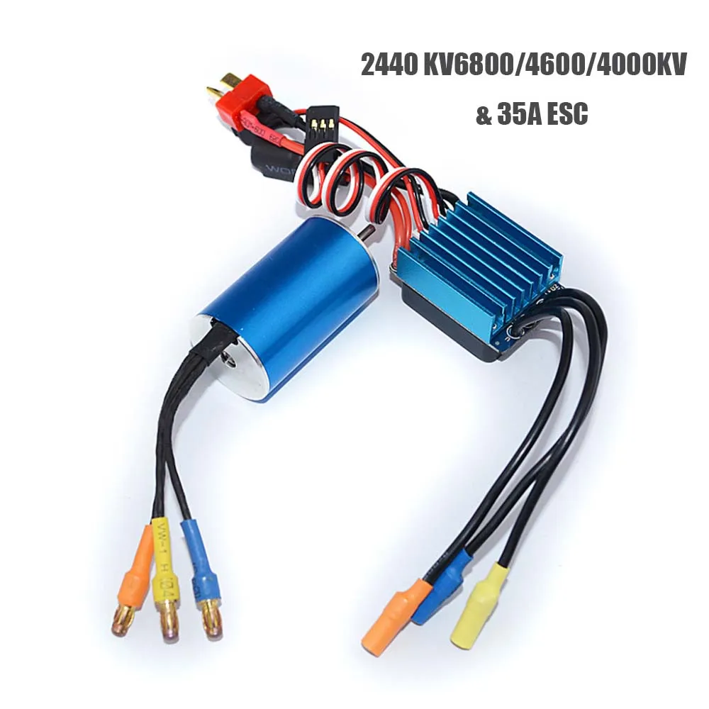 Бессенсорный бесщеточный двигатель RC 2440 6800KV / 4600KV 4000KV с 35A бесщеточным ESC для 1/14 1/16