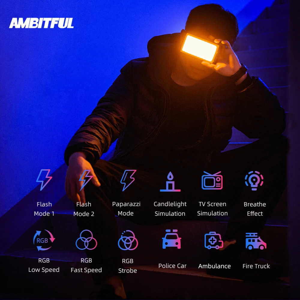 Светодиодный светильник AMBITFUL K10 RGB 2500K 8500K с регулируемой яркостью полноцветный
