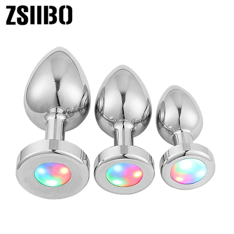 New flashing lamp Metal Crystal Anal Plug Dildo Vibrator Sex Toys Prostate Massager Sex Toys For Women
