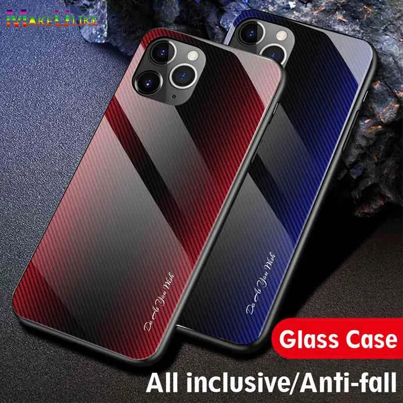 

Streak Tempered Glass Case For iPhone 11 Pro Max Case Hard Back Cover For iPhone11 11Pro Max Phone Bag Case