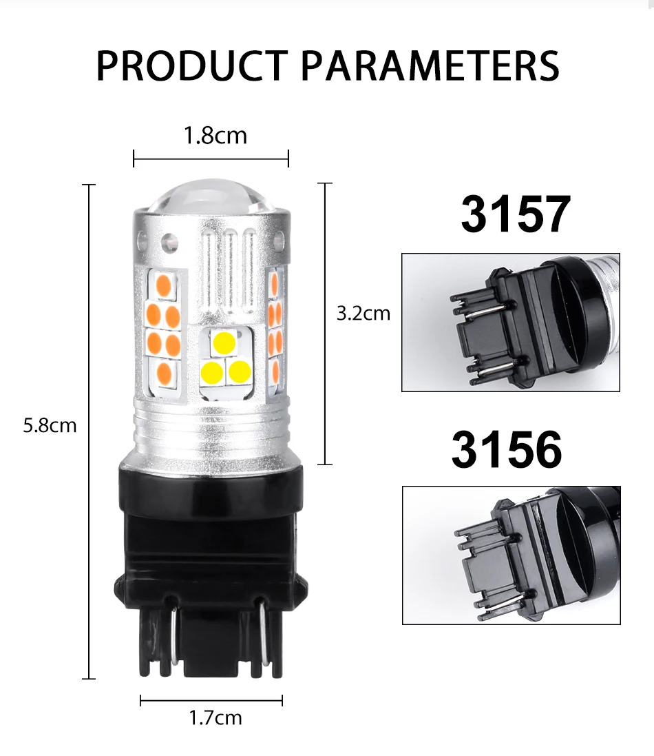 Автомобильный тормозной Фары заднего хода T20 7443 светодиодный W21/5 Вт светодиодный 1157 bay15d p21/5 Вт 3157 12V лампы сигнала поворота белого и желтого цвета luces светодиодный para авто