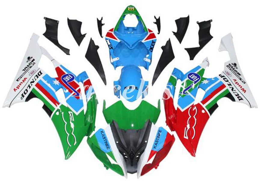 green blue ABS литья под давлением Обтекатели комплект подходит для YAMAHA YZF-R6 2008- 08 09 10 11 12 13 14 15 16 Кузов Набор зеленый синий - Цвет: green blue