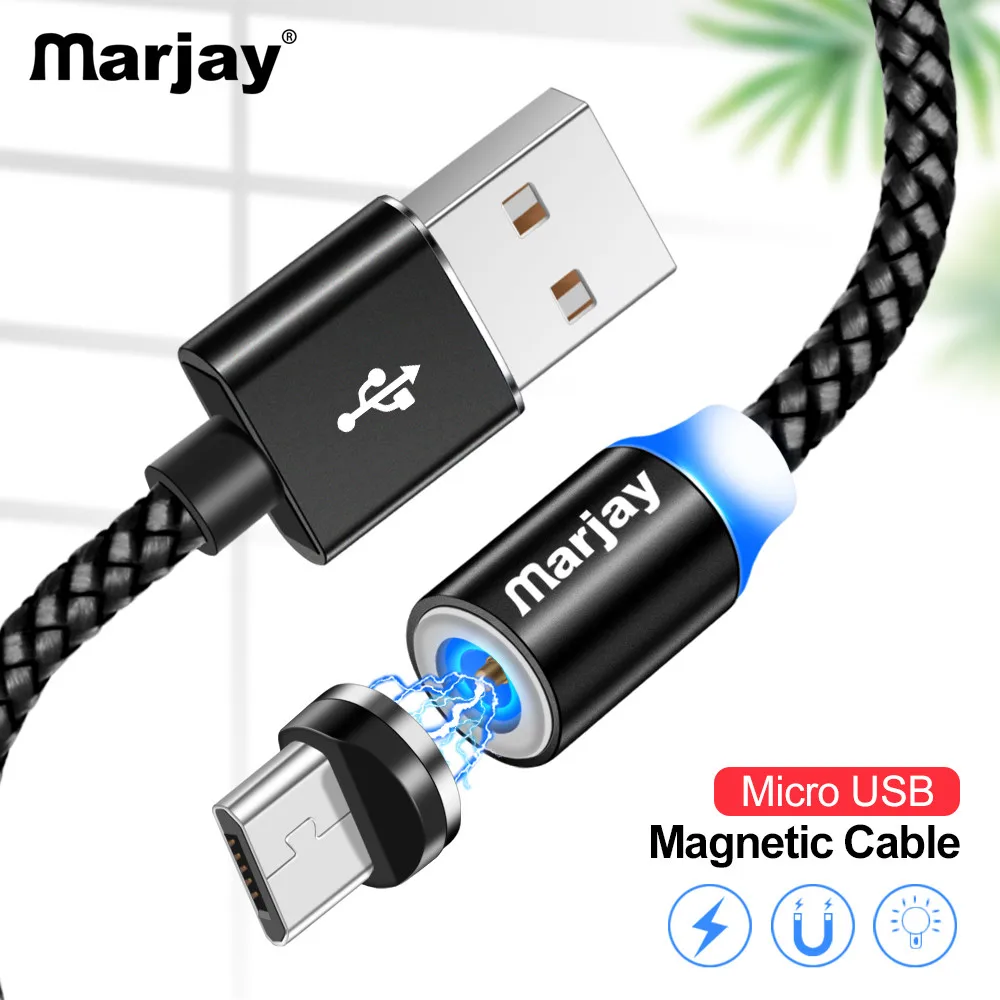 Marjay Магнитный зарядный кабель светодиодный Micro usb type C Магнитный usb зарядный кабель для iphone X 7 8 6 Xs Max XR samsung S9 зарядное устройство