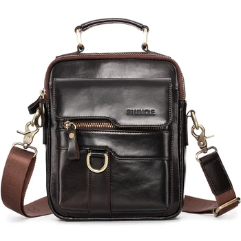 

LJL-PI UNCLE Men's Small Shoulder Bag Messenger Bag Casual Retro Multi Functional Leather Handbag