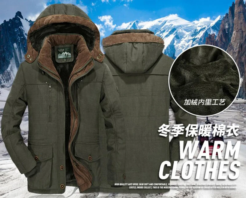 Зимняя утепленная мужская куртка размера плюс 5XL 6XL, верхняя одежда, ветровка, хлопковое флисовое пальто, Мужская Военная парка с несколькими карманами и капюшоном