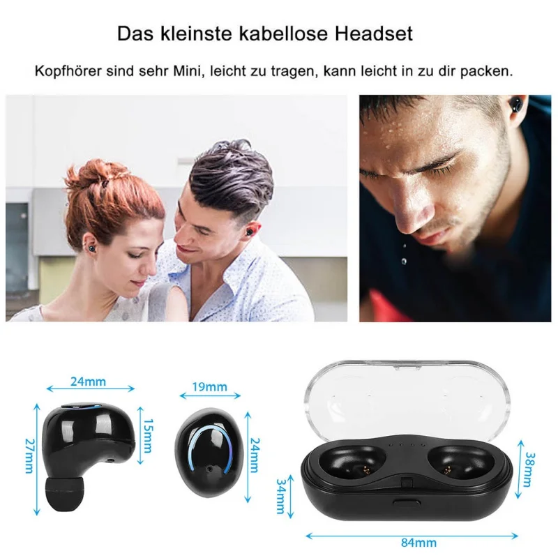 Наушники-вкладыши для Bluetooth V4.2 EDR, устойчивые к поту мини Двойные Hands-Free наушники беспроводные TWS Спортивная гарнитура аксессуары