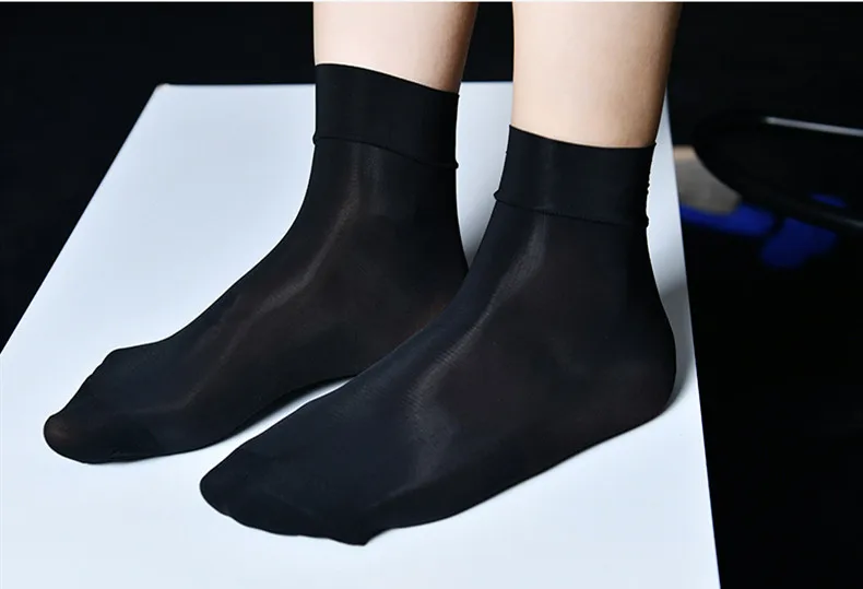 Sexy Ultra-Dünne Transparente Socken Frauen Öl Glänzenden Glänzend Elastischen Knöchel Socken Sehen Durch Sissy Unisex Sheer Glatte Socken – Detail 1
