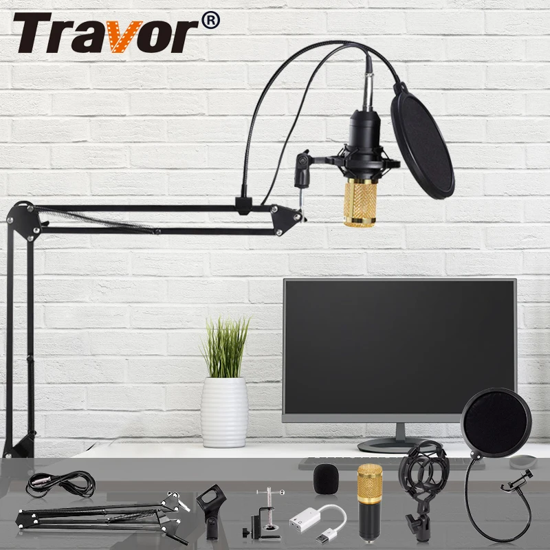 

TRAVOR BM 800 Condenser Audio Microphone Studio Microphone Vocal Recording KTV Karaoke Microphone Mic with Stand For Computer