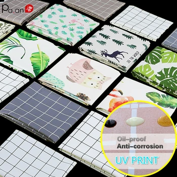 

Pa.an Oil Cloth Tablecloth Water-Proof Oil-Proof UV Print Hot Stamping Thick Poly Mediterranean Anti Corrosion Furniture Covers