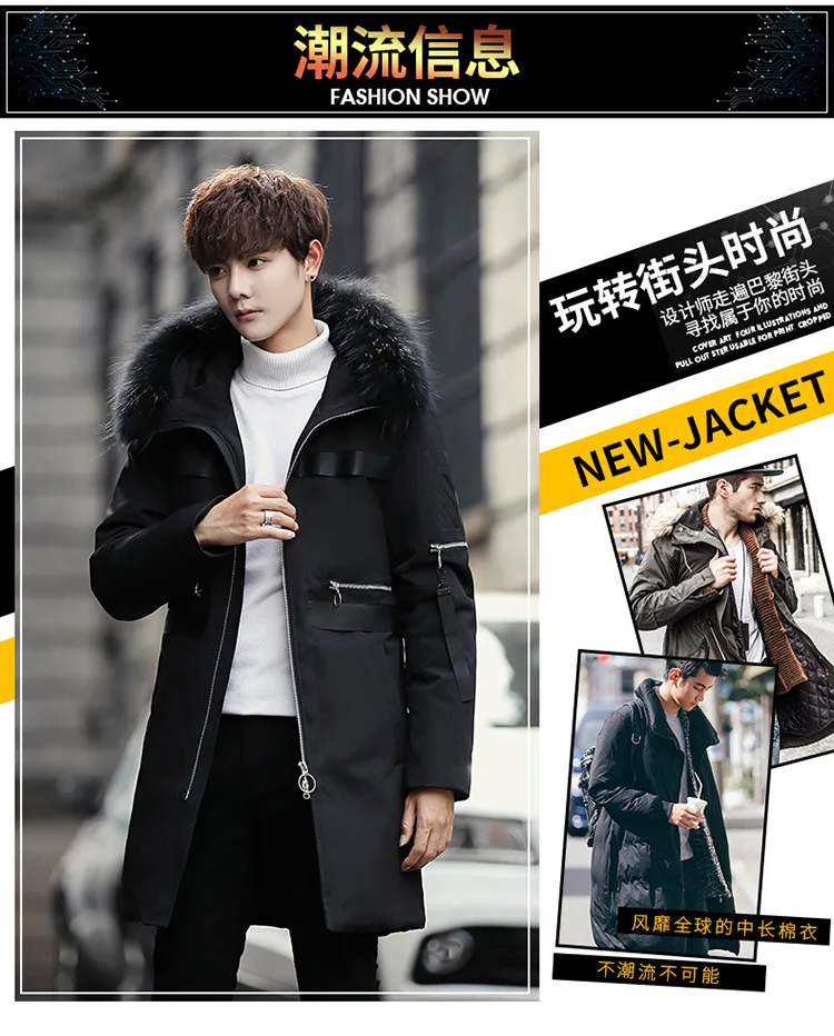 8063-Winter New Style Men Stand Collar Youth down Jacket Cotton-padded Clothes Thick Warm Large Size Cotton Overcoat Men's Trend