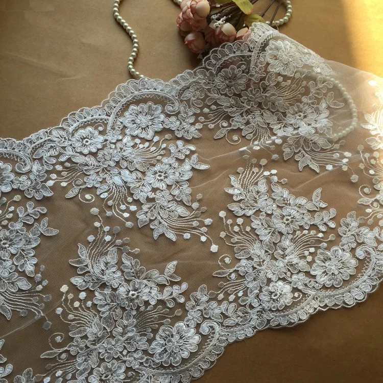 

Кружевная отделка для скатерти, с белой вышивкой, 1 ярд, 30 см