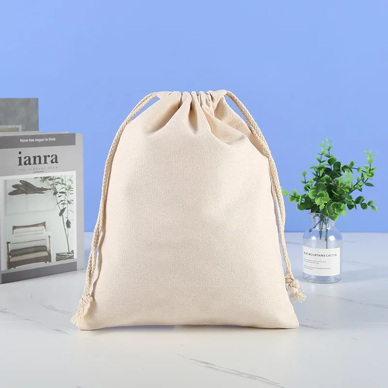 Drawstring Pouches Reusable Storage Cotton Gift Bag Jewelry Packaging Dust Bag Pouch Sundries Vegetable Produce Sacks 10 PCS