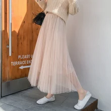 Сетчатые юбки из пряжи, длинная юбка-Одуванчик, юбка-Одуванчик, юбка в складку