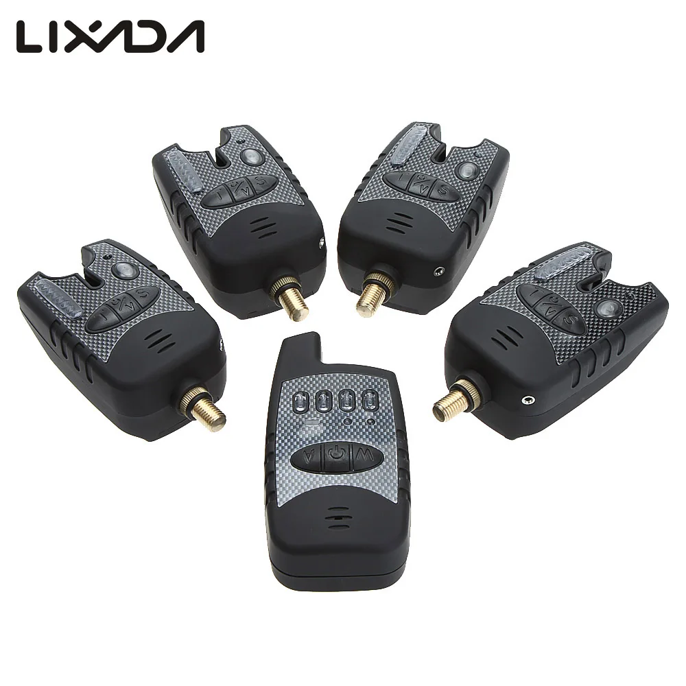 

YJ-37 Wireless Digital Fishing Alarm Set Water-resistant 4 Fishing Bite Alarm + 1 Receiver in Case Fishing Alerts 2 Color