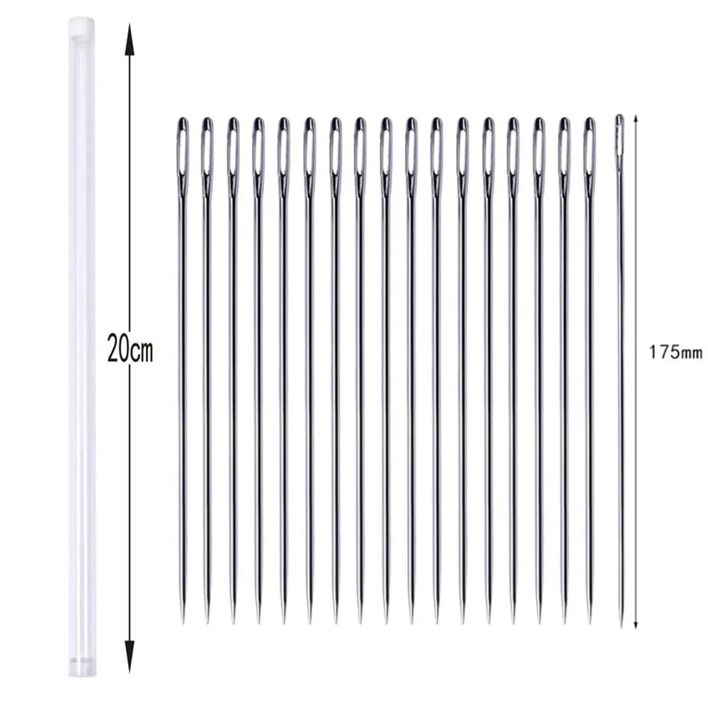 

21PCS 175mm Big Size Large Long Steel Needle Big Holes Sewing Needle Home Hand Sewing Tools with Needle Bottle