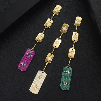 

GODK TRENDY Long Drop Statement Earrings For Women Wedding Cubic Zircon Party Dubai Bridal Jewelry