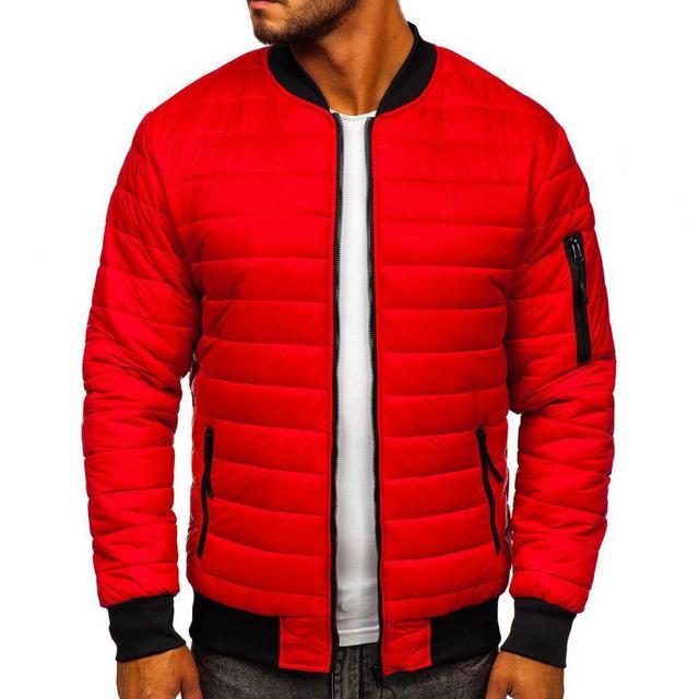 Men's Jacket For New Year 2022 Zip-up Lightweight Solid Color Padded Thick Warm Winter Jacket for Daily Wear