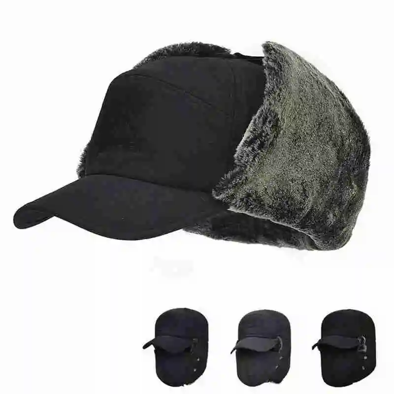 leather bomber cap Unisex Warm Winter Trapper Trooper Hat Mens Faux Fur Cap Hunting Windproof with Hats Hat Ski Flap Ear Mask New Bomber I0O7 brown leather bomber hat