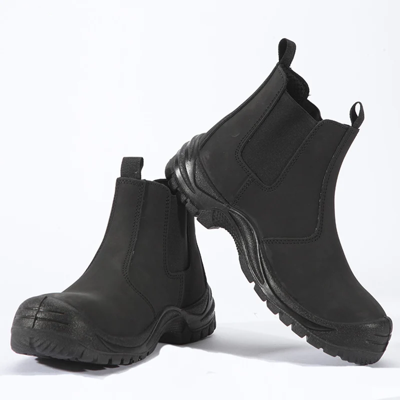 

plus size mens fashion steel toe covers work safety boots worker cow leather platform shoes safe chelsea boot security botas man