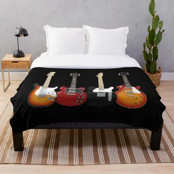 

Four Electric Guitars Throw Blanket Soft Sherpa Blanket Bed Sheet Single Knee Blanket Office Nap Blanket