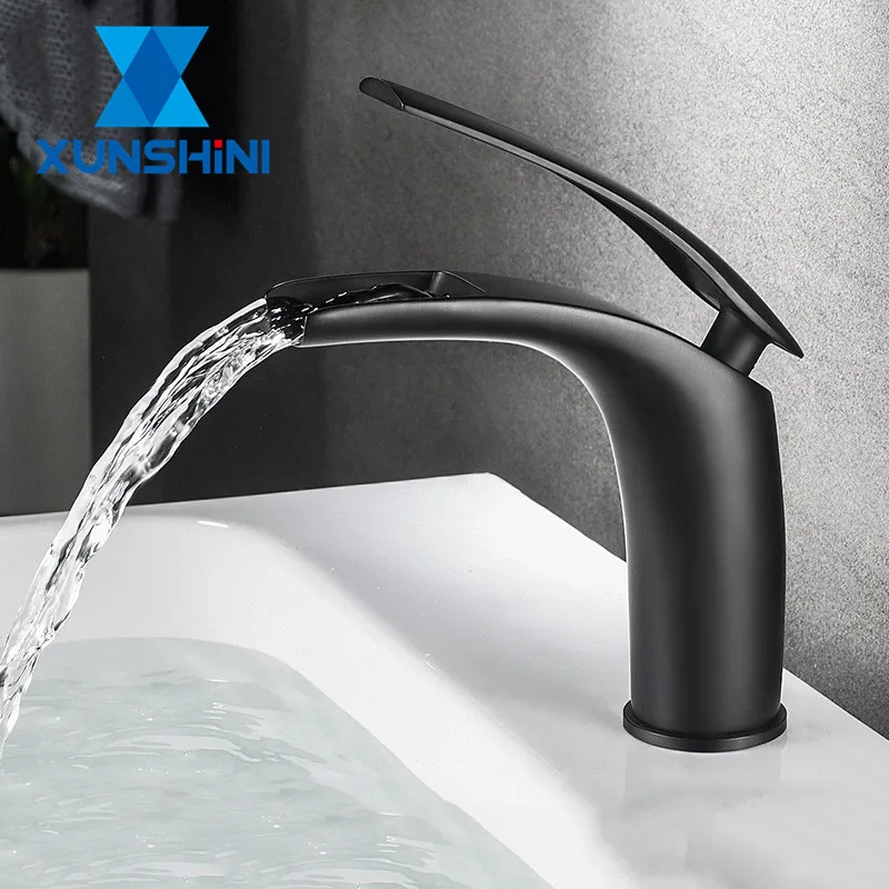 

XUNSHINI Waterfall Faucet Deck Mount Moden Bathroom Faucet Vanity Vessel Sinks Mixer Tap Cold And Hot Water Tap