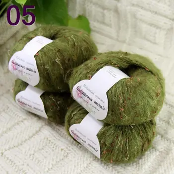 

Sale 4ballsX50gr Luxury Fluffy Soft NEW MOHAIR Shawls Hand Knit Crochet Yarn Green 825-05-4