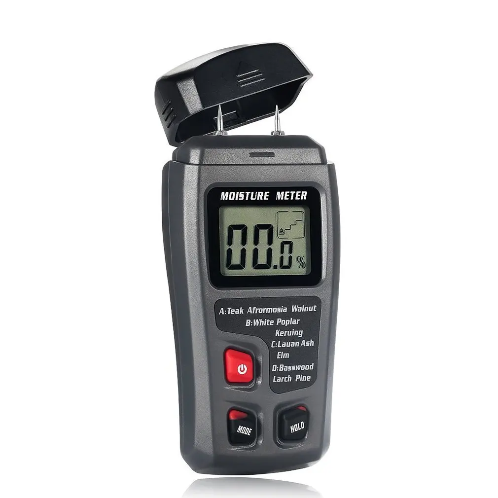 EMT01 Two Pins LCD Digital high-precision Wood Moisture Meter 0-99.9% Wood Humidity Tester with Large LCD Display