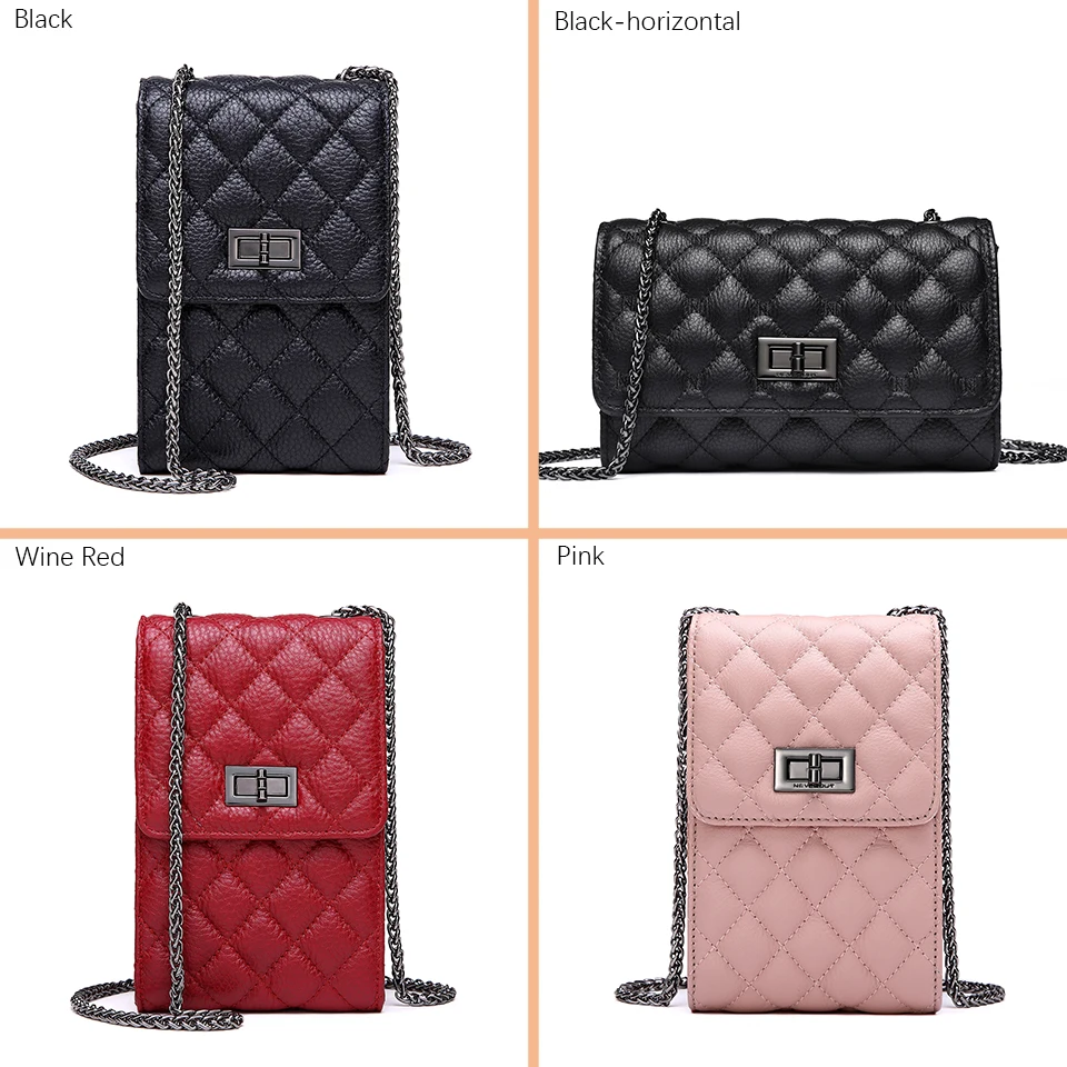 Женская сумка мессенджер NEVEROUT маленькая стеганая через плечо из натуральной