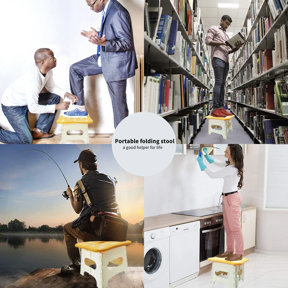 Kids Chair Cute Portable Plastic Stools Thicken Step Folding Child Stool Plastic Foldable Chairs Kids Stools Yellow Orange (5)