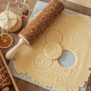

Christmas Embossing Rolling Pin Baking Cookies Christmas Rolling Pin