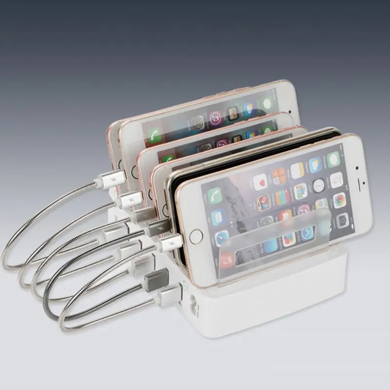 Умное зарядное устройство USB устройство для быстрой зарядки док-станция 6 портов 2.4A мобильных телефонов, планшетов несколько Организатор устройств настольная подставка питания