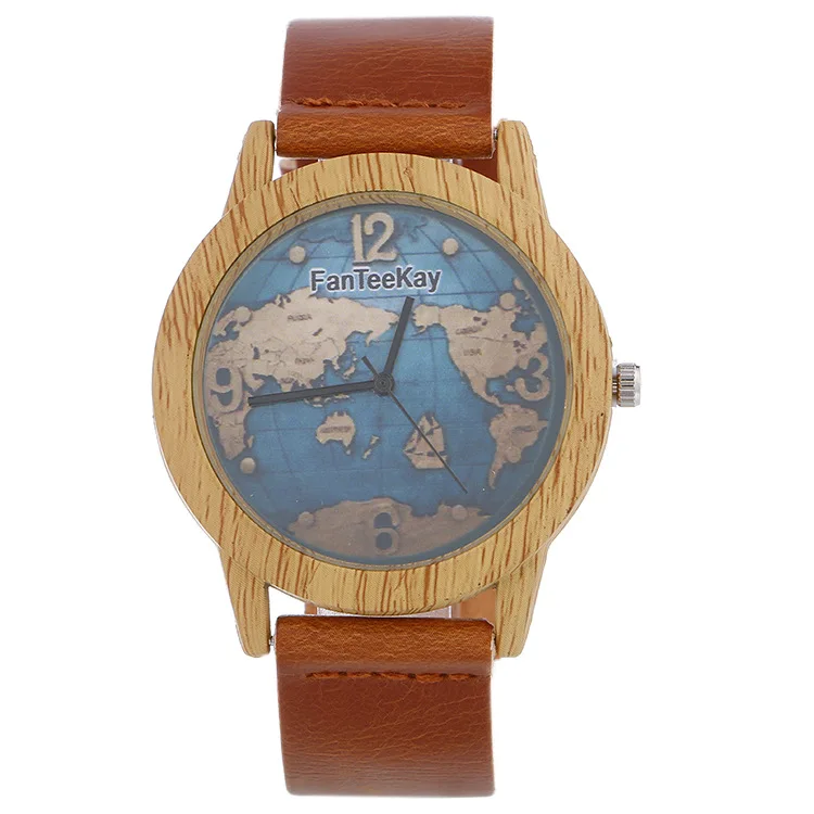 Reloj Hombre, студенческие часы,, креативный дизайн, земля, наручные часы, кожаный ремешок, часы, ретро стиль, мужские часы, Relogio Masculino - Цвет: brown