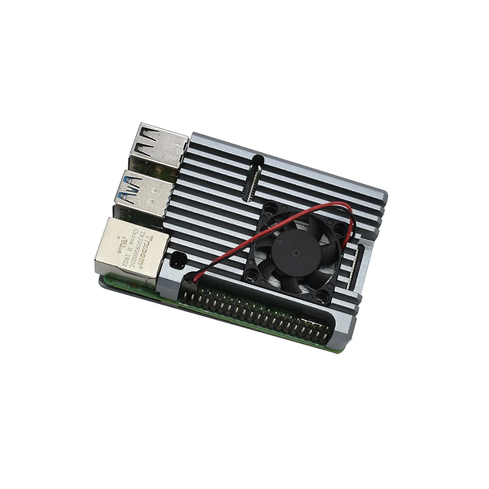 Синий Для Raspberry Pi 4 модель чехол из алюминиевого сплава корпус охлаждающий вентилятор теплоотвод - Цвет: Синий