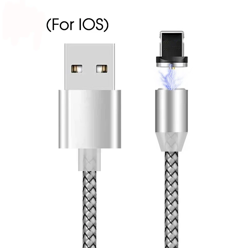 Магнитный зарядный кабель для быстрой зарядки Micro usb type C кабель для samsung Galaxy для Xiaomi для huawei мобильный телефон Магнитный провод - Цвет: For ios White