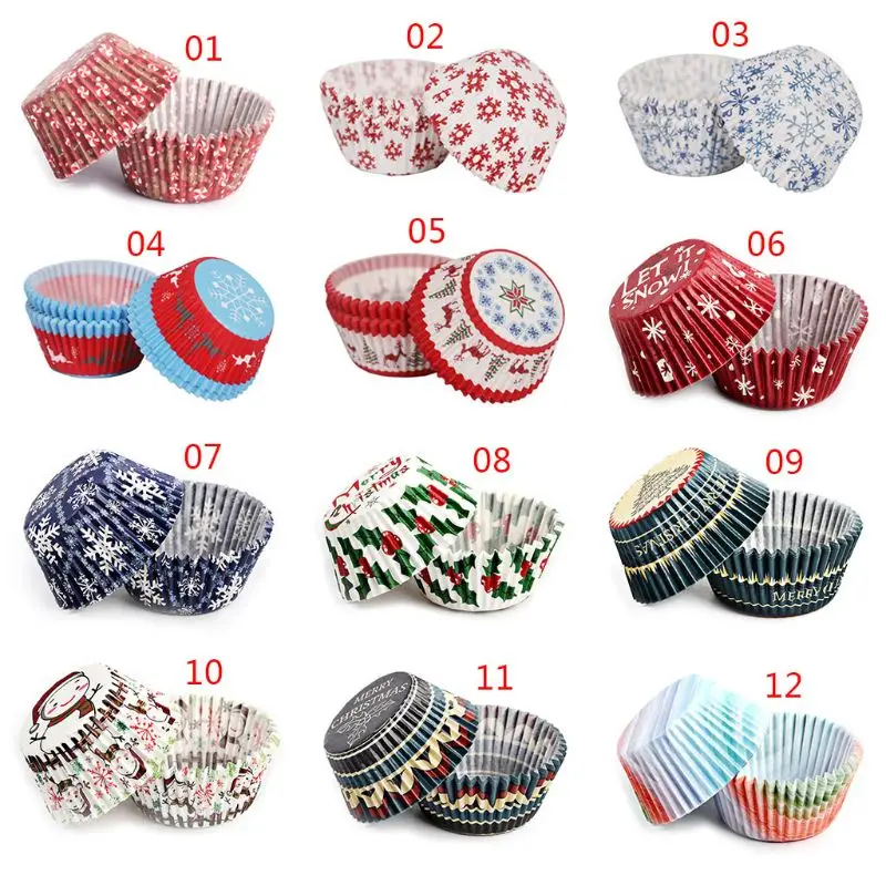 

250x Christmas Cupcake Wrapper Paper Muffin Baking Cup Liner Case Birthday Decor X4YD