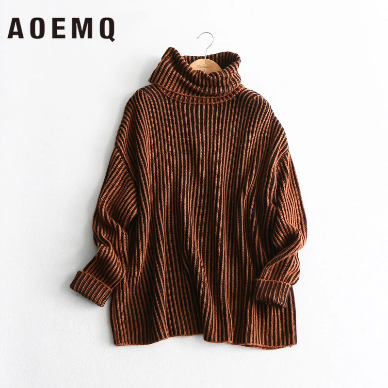Online AOEMQ suéter de invierno caliente para mantener el calor alto cuello alto para proteger el cuello invierno cálido suéter de algodón suave suéter para las mujeres