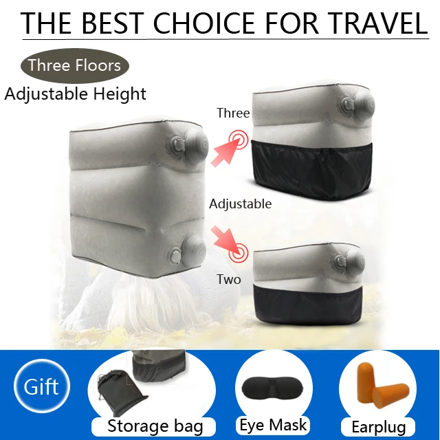 Grey-3(Adjustable) Надувная подушка для ног для путешествий, для детей, Спящая, самолет, поезд, автомобиль, автобус, подставка для ног, детская спальная кровать - Цвет: Grey-3(Adjustable)