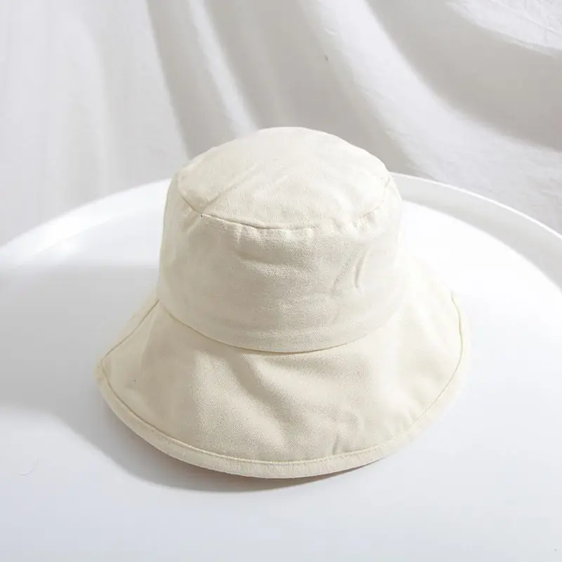 Japanese Fresh Style Women Girls Bucket Hat Solid Color Sun Protection Wide Brim Student Summer Packable Fisherman Cap 6 Colors