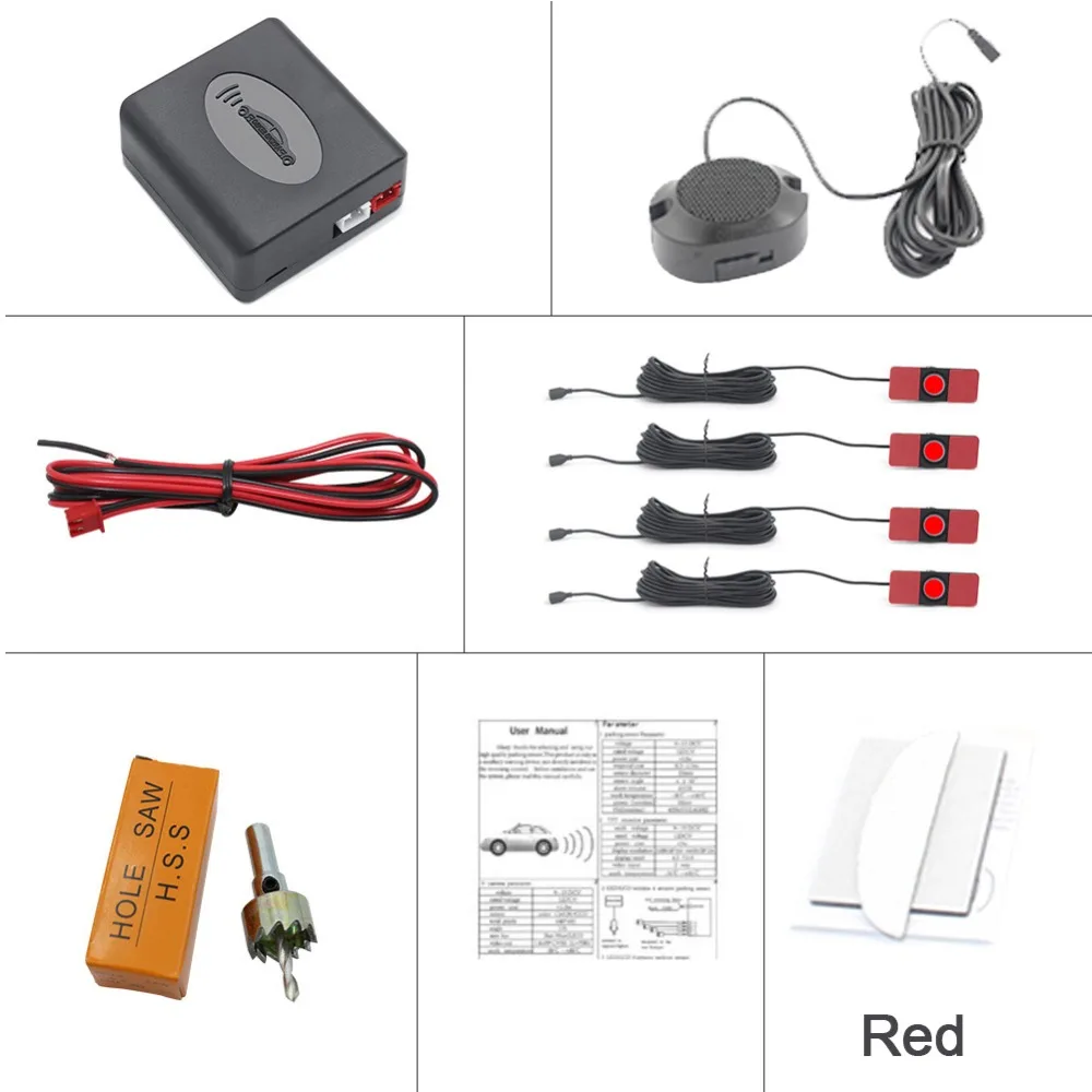 Автомобильный парковочный набор датчиков светодиодный/lcd/Buzzer 4 Плоский Обратный Датчик парковки с монитором комплект 16 мм 12 в резервный Радар монитор системы