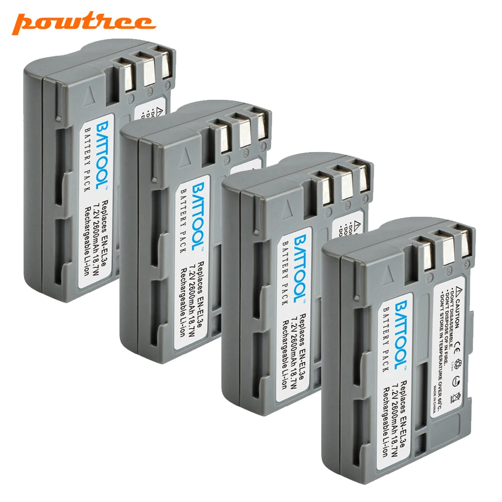 4 BATTERY Battool 2.0Ah Камера Батарея+ ЖК-дисплей Зарядное устройство EN-EL3e RU EL3e EL3a ENEL3e для Nikon D300S D300 D100 D200 D700 D70S D80 D90 D50 - Цвет: 4 BATTERY