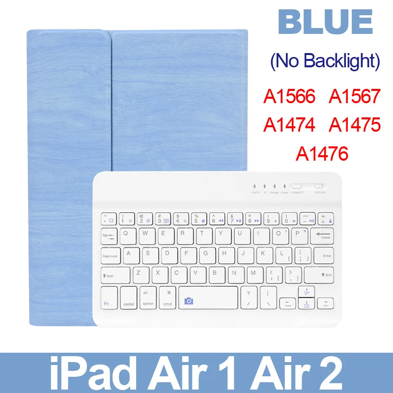 BLUE Air 1 2 Чехол с клавиатурой Bluetooth для Apple iPad 9,7 5th 6th 5 6 поколения, чехол с подсветкой клавиатуры для iPad Air 1 Air 2 - Цвет: BLUE Air 1 2