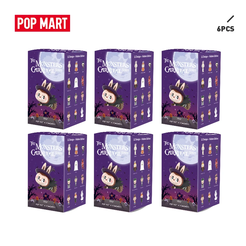 POP MART 6 шт. распродажа продвижение Labubu Монстры Карнавальная серия игрушки Фигурки