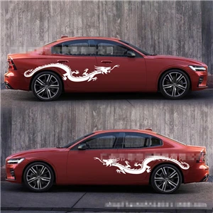 Белый 1 комплект 2 шт. Автомобильная НАКЛЕЙКА НА ВЕСЬ кузов 150x30 см летающий дракон модифицированные наклейки аксессуар для автомобиля Стайлинг - Название цвета: Белый