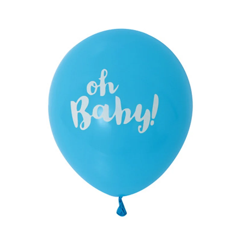 10pcs blue 10 шт., декор для детского душа, вечерние украшения для дня рождения, для беременных, белые, с принтом, светло-розовые, синие шары - Цвет: 10pcs blue